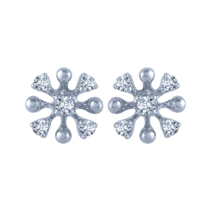 Women’s sophisticated earrings-14k (585) White Gold And Diamond Stud Earrings For Women