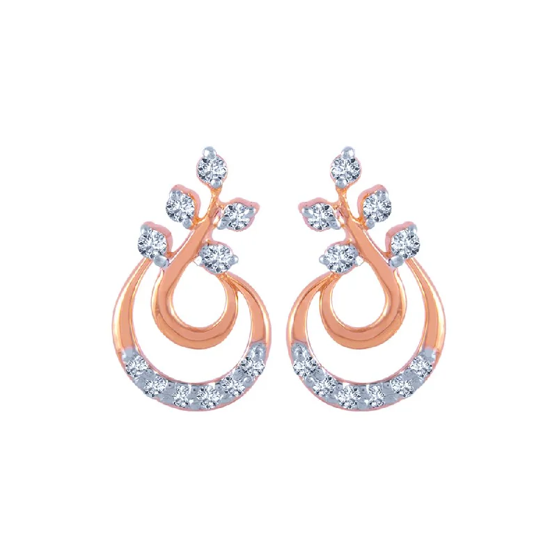 Women’s crystal earrings-14k (585) Rose Gold And Diamond Stud Earrings For Women