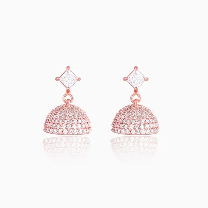 Women’s monogram earrings-Rose Gold Forever Elegant Jhumki