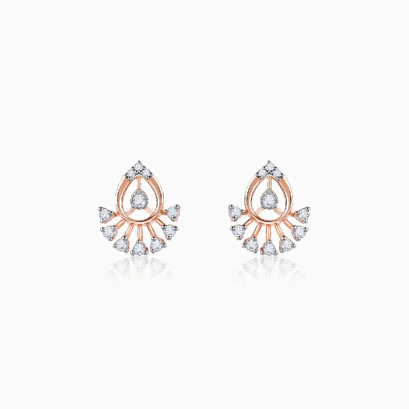 Women’s vintage gold earrings-Rose Gold Glowtide Diamond Earrings