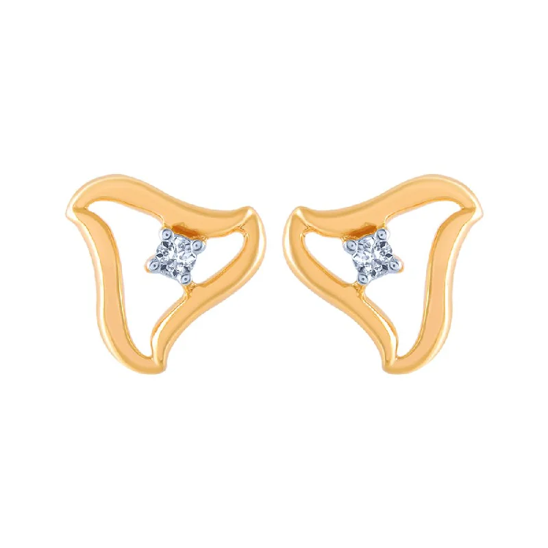 Women’s elegant hoop earrings-14k (585) Yellow Gold And Diamond Stud Earrings For Women