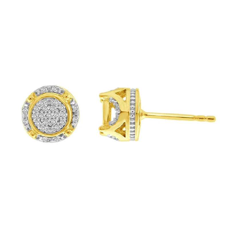 Women’s minimal earrings-LADIES STUD EARRINGS 0.15CT ROUND DIAMOND 10K YELLOW GOLD