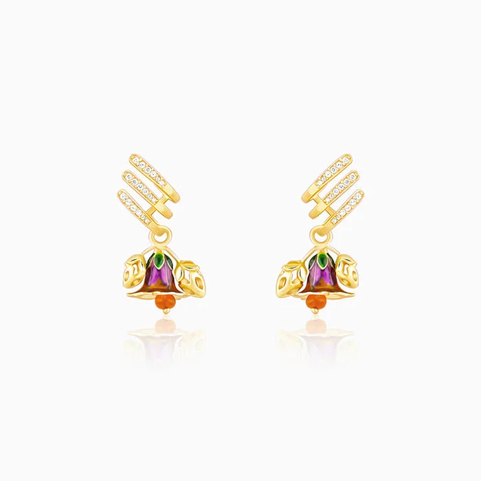 Women’s gold stud earrings-Golden Bell Mallow Budding Earrings