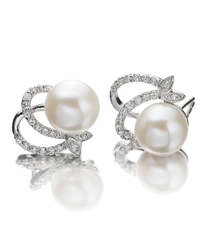 Women’s monogram earrings-Callista Pearl Stud Earrings