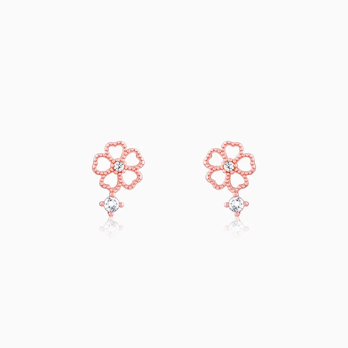 Women’s custom earrings-Rose Gold Floral Desire Earrings