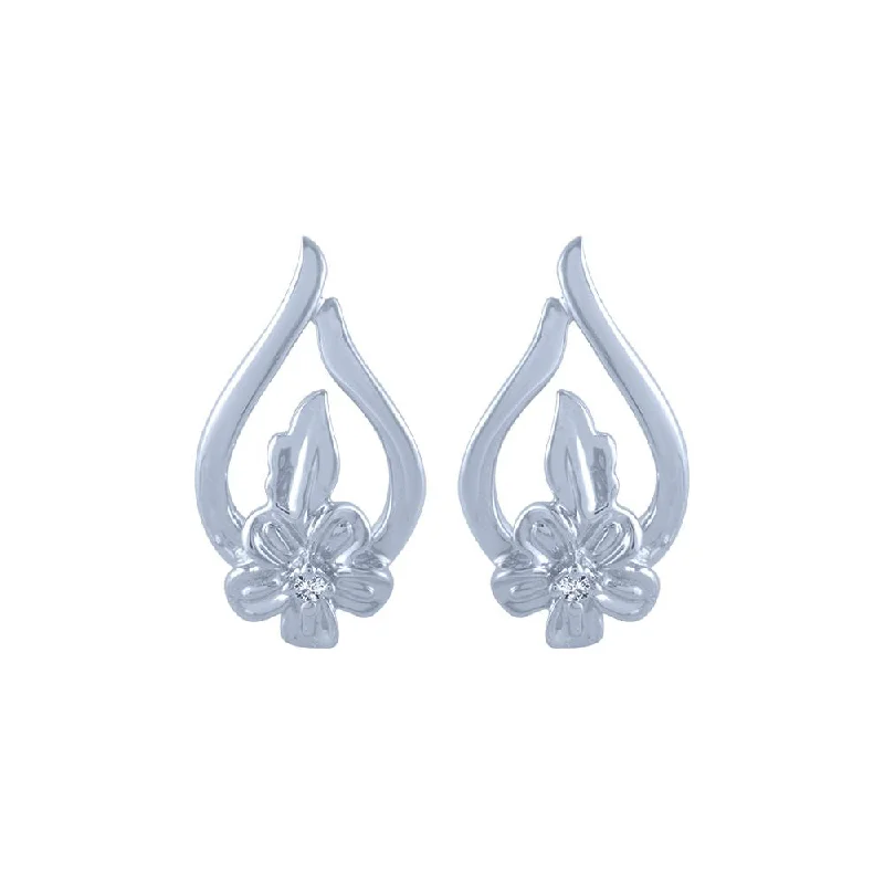 Women’s boho earrings-14k (585) White Gold And Diamond Stud Earrings For Women