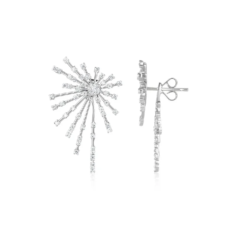 Women’s geometric earrings-Firework Diamond Earrings