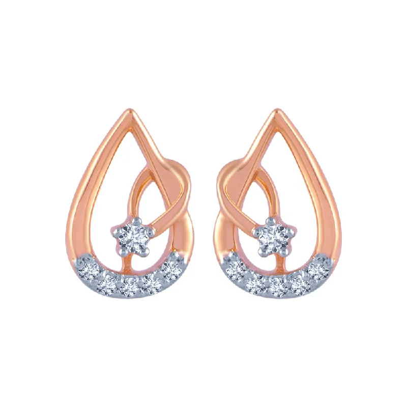 Women’s rose gold earrings-14k (585) Rose Gold And Diamond Stud Earrings For Women