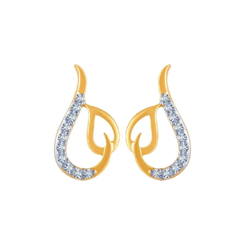 Women’s elegant earrings-14k (585) Yellow Gold And Diamond Stud Earrings For Women