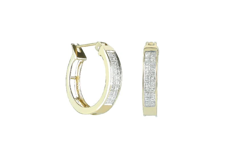 Women’s matching earrings-1 ctw Princess Cut Diamond Hoop Earrings