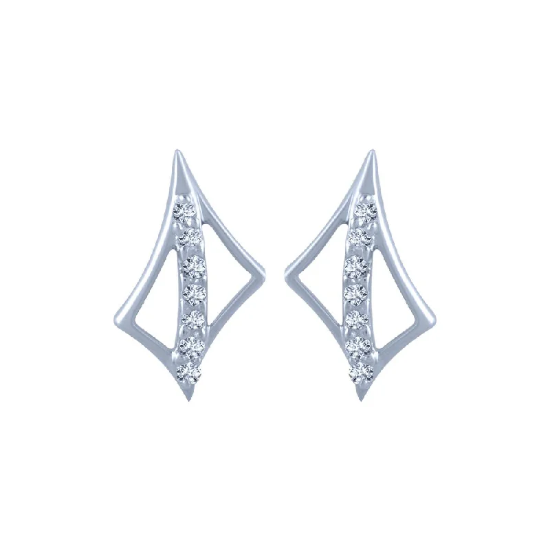 Women’s silver earrings-14k (585) White Gold And Diamond Stud Earrings For Women