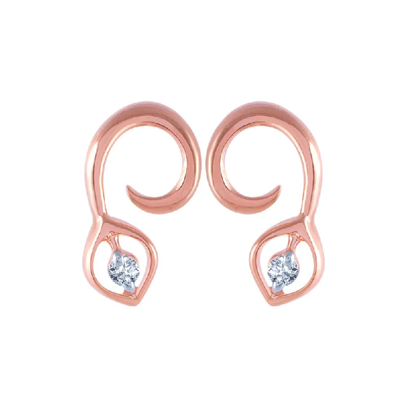 Women’s elegant earrings-14k (585) Rose Gold And Diamond Stud Earrings For Women