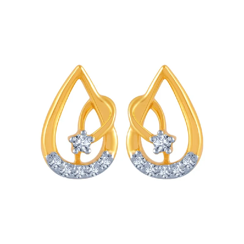 Women’s diamond earrings for wedding-14k (585) Yellow Gold And Diamond Stud Earrings For Women