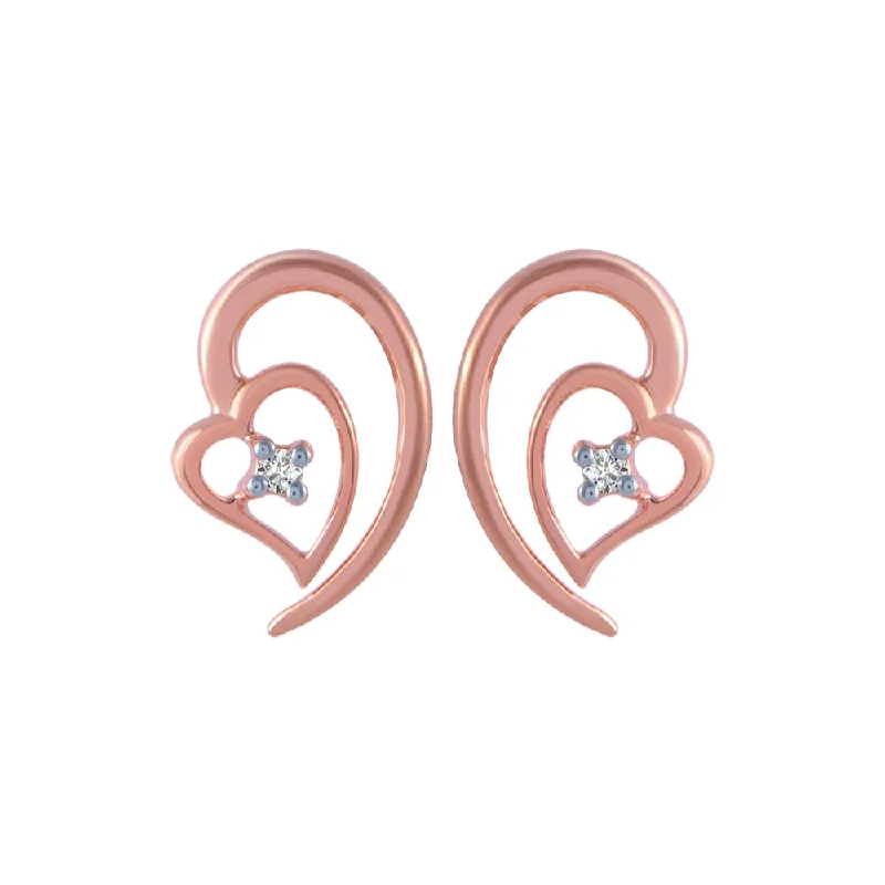 Women’s gold earrings-14k (585) Rose Gold And Diamond Stud Earrings For Women