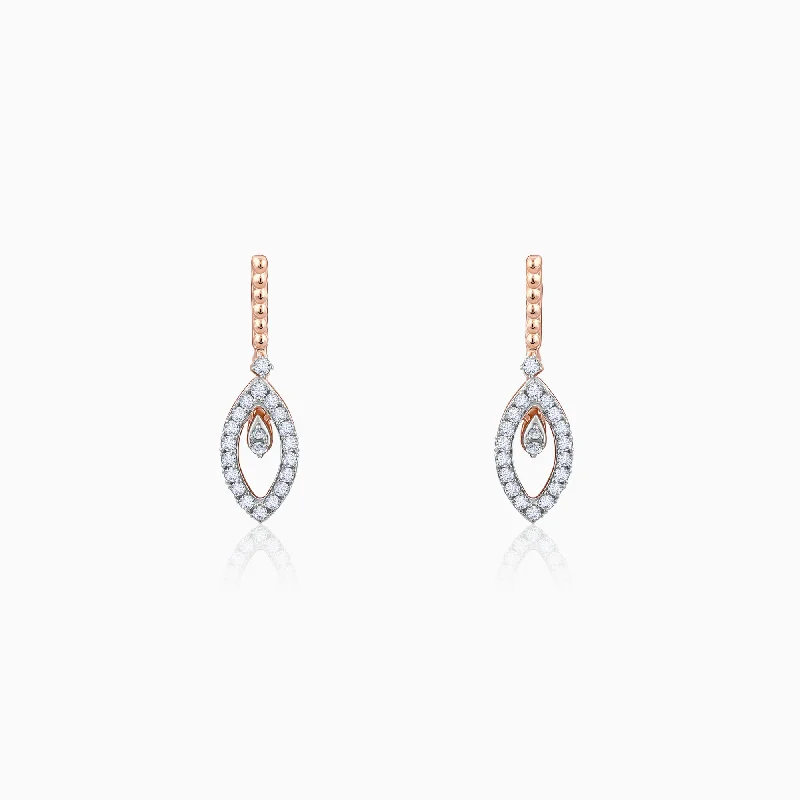 Women’s drop dangle earrings-Rose Gold Gleam Diamond Earrings