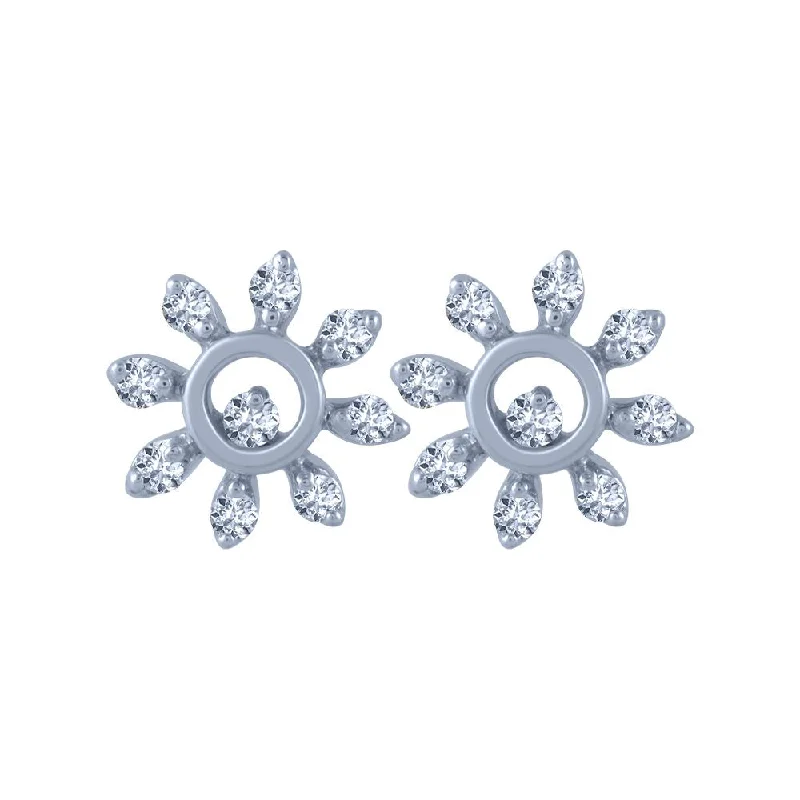 Women’s sparkly earrings-14k (585) White Gold And Diamond Stud Earrings For Women