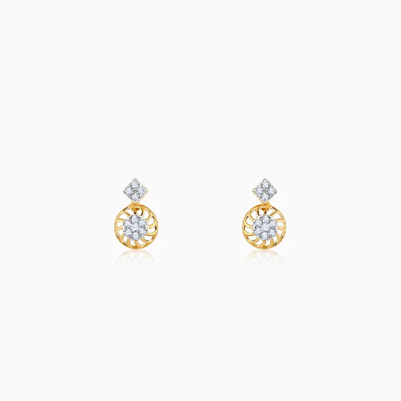 Women’s boho earrings-Gold Unravel Diamond Earrings