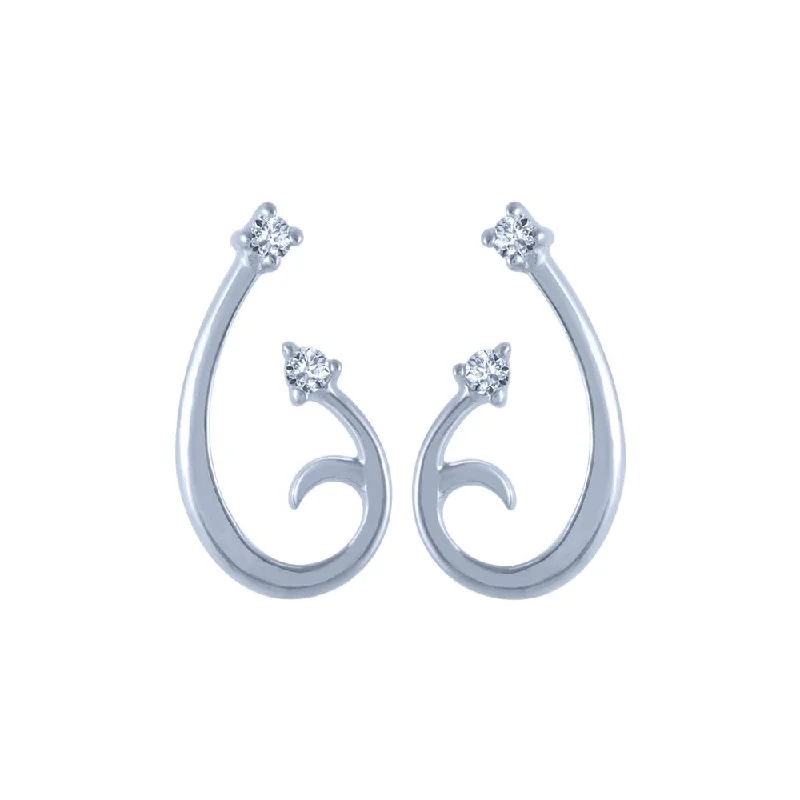 Women’s heart-shaped earrings-14k (585) White Gold And Diamond Stud Earrings For Women