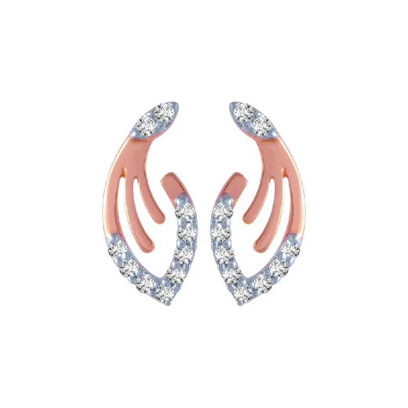 Women’s everyday earrings-14k (585) Rose Gold And Diamond Stud Earrings For Women