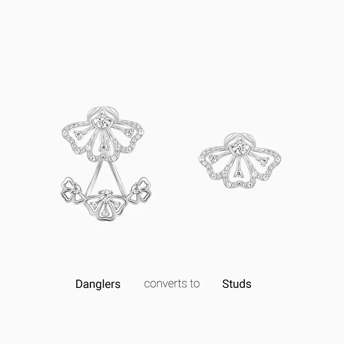 Women’s geometric earrings-Silver Eyebright Convertible Earrings