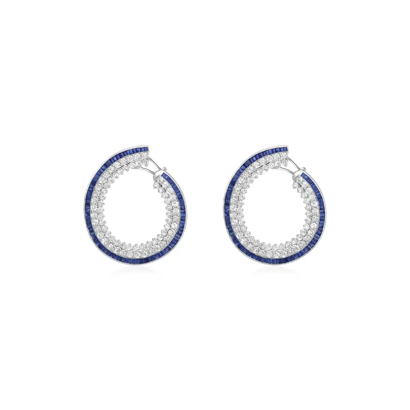 Women’s large stud earrings-Blue Sapphire & Diamond Garland Earrings