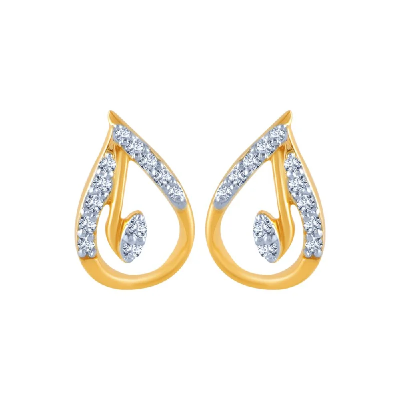 Women’s heart-shaped earrings-14k (585) Yellow Gold And Diamond Stud Earrings For Women