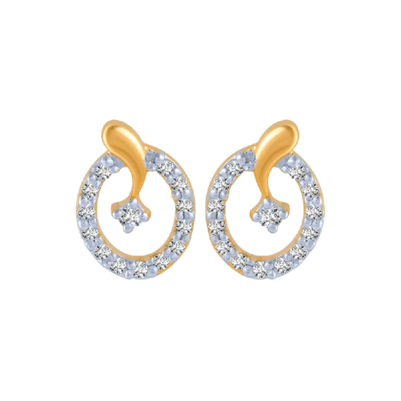 Women’s matching earrings-14KT (585) Yellow Gold And Diamond Stud Earrings For Women