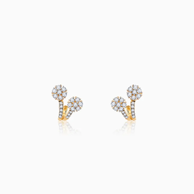 Women’s sapphire earrings-Gold Twinkle Trance Diamond Earrings