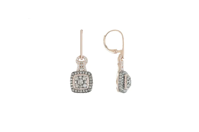 Women’s everyday earrings-LeVian 1.61 ctw Chocolate and Vanilla Diamond Earrings Strawberry Gold