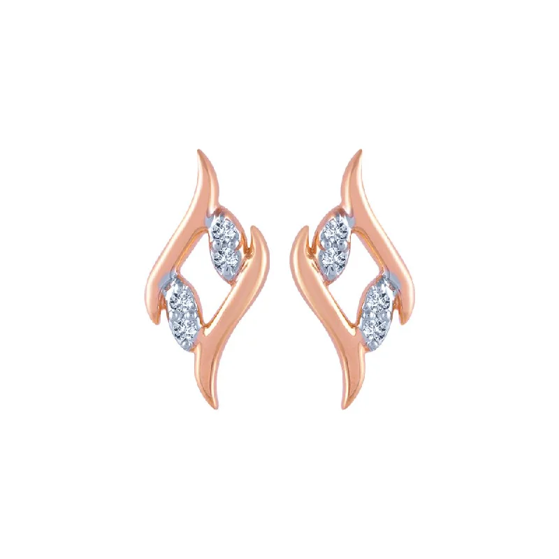 Women’s casual earrings-14k (585) Rose Gold And Diamond Stud Earrings For Women