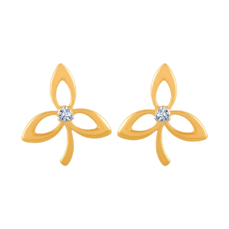 Women’s diamond stud earrings-14k (585) Yellow Gold And Diamond Stud Earrings For Women