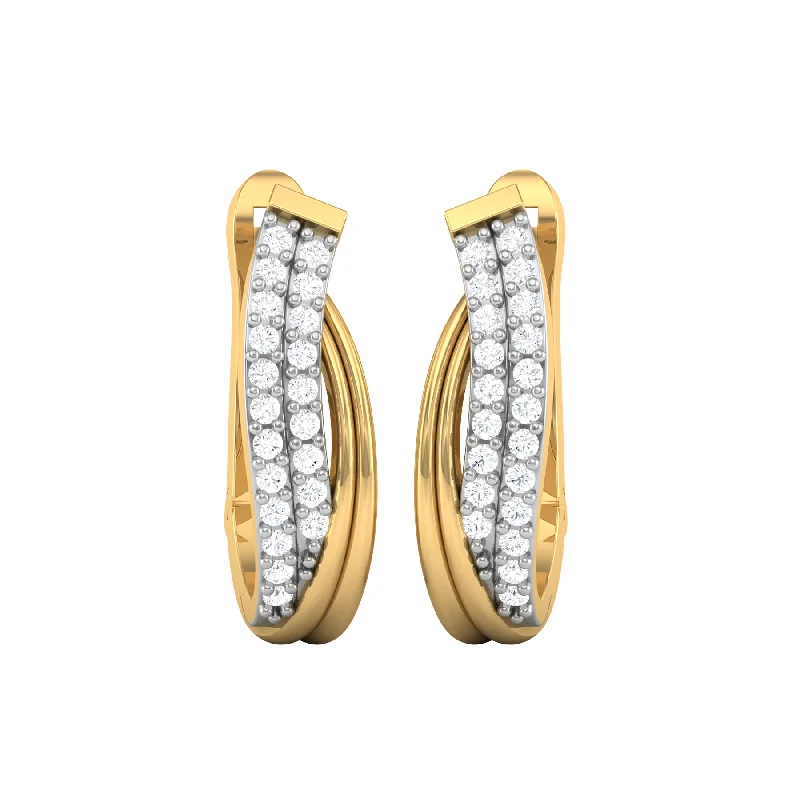 Women’s adjustable earrings-Charming Twisted Diamond Huggie Hoop Earrings