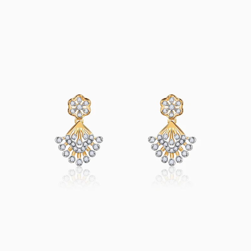 Women’s fancy earrings-Gold Fancy Bloom Diamond Earrings