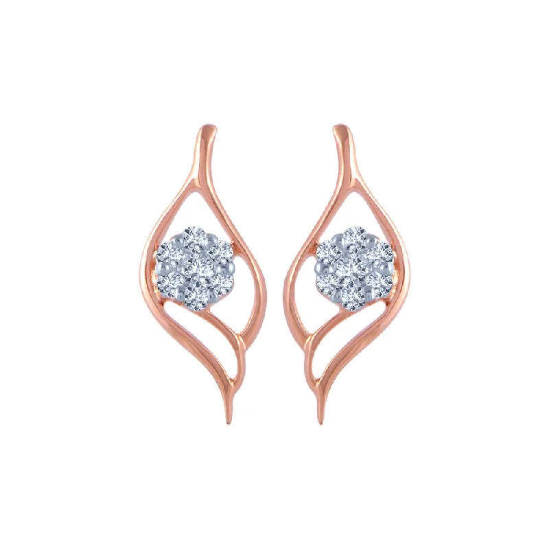 Women’s infinity earrings-14k (585) Rose Gold And Diamond Stud Earrings For Women