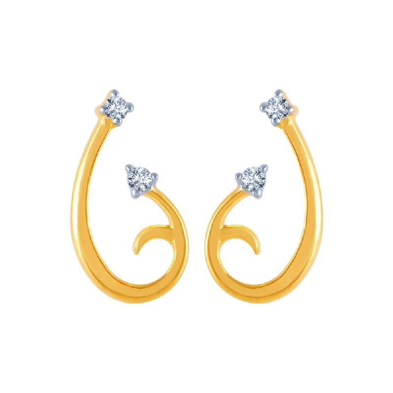 Women’s boho earrings-14k (585) Yellow Gold And Diamond Stud Earrings For Women