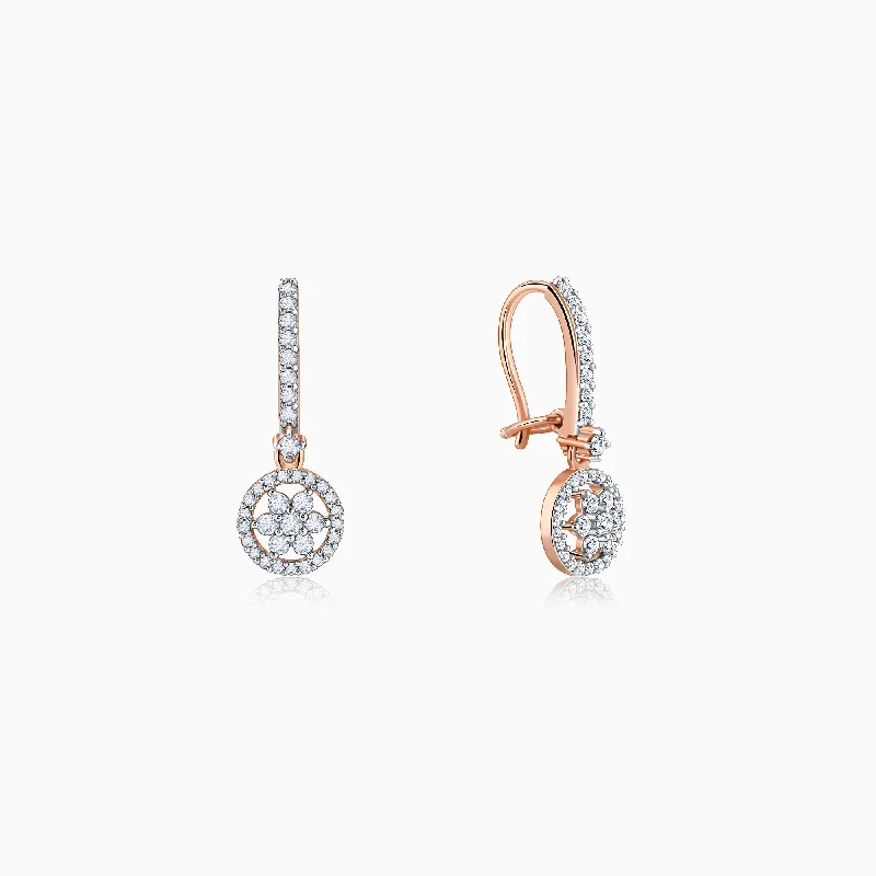 Women’s celestial earrings-Rose Gold Harmony Diamond Drop Earrings