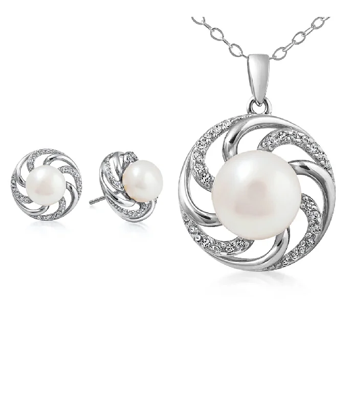 Women’s modern hoop earrings-Paradis Pearl Necklace & Earrings Set