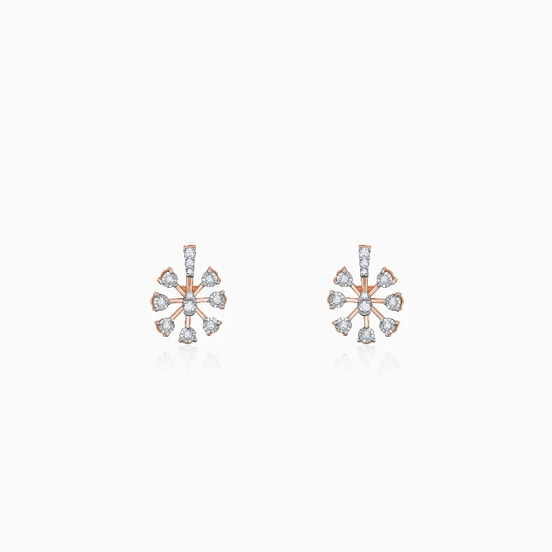 Women’s art deco earrings-Rose Gold Sinhaparni Diamond Earrings