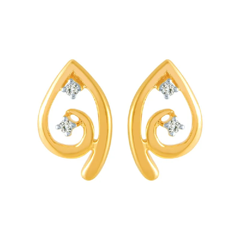 Women’s vintage earrings-14k (585) Yellow Gold And Diamond Stud Earrings For Women