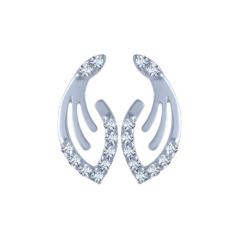 Women’s monogram earrings-14k (585) White Gold And Diamond Stud Earrings For Women