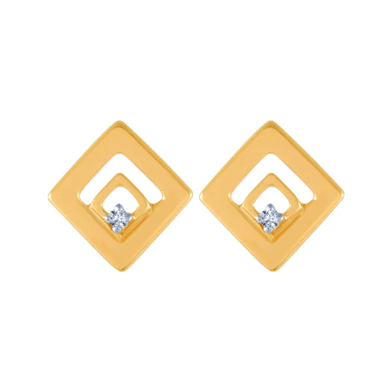 Women’s gold diamond earrings-14k (585) Yellow Gold And Diamond Stud Earrings For Women