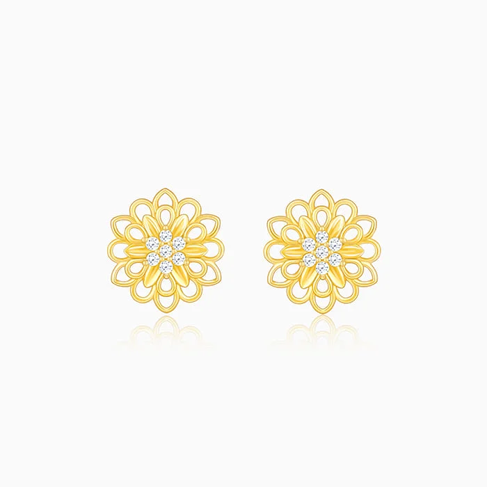 Women’s designer earrings-Anushka Sharma Golden Blooming Flower Stud Earrings