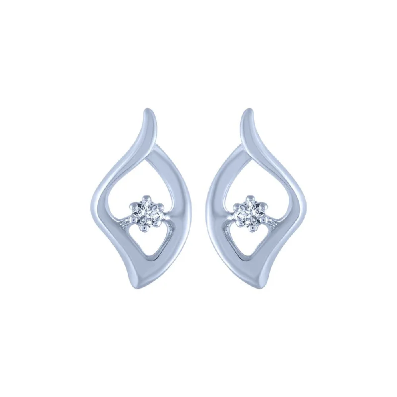 Women’s silver earrings-14k (585) White Gold And Diamond Stud Earrings For Women