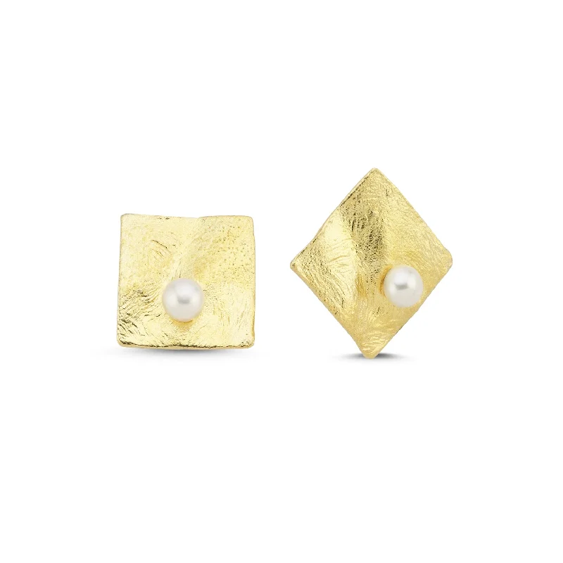 Women’s chandelier earrings-Pearl Square Earrings