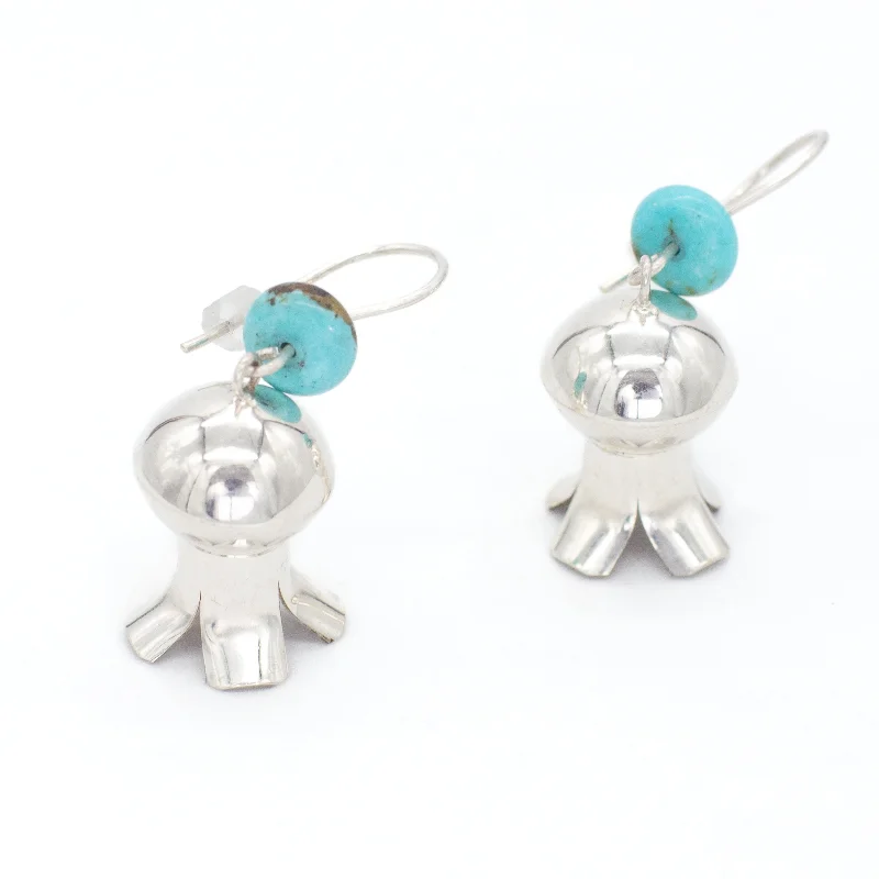 Women’s diamond earrings-Vintage Sterling Silver Turquoise Pom Blossom Earrings