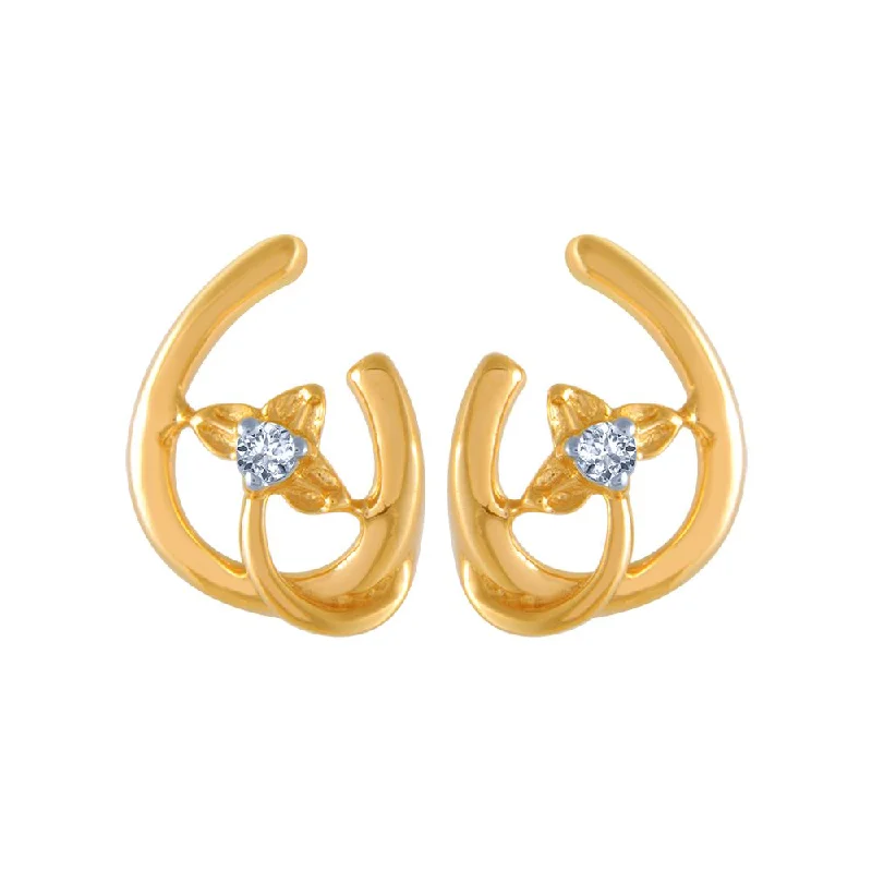 Women’s drop dangle earrings-14k (585) Yellow Gold And Diamond Stud Earrings For Women