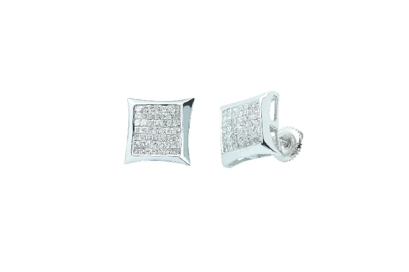 Women’s adjustable earrings-3/4 ctw Princess Cut Diamond Stud Earrings