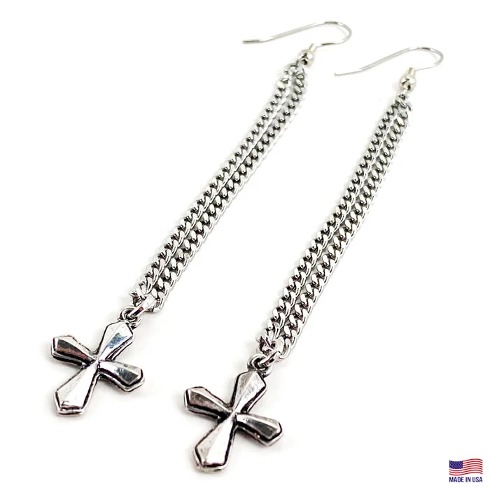 Women’s ear cuffs-Earrings Cross on French Wire