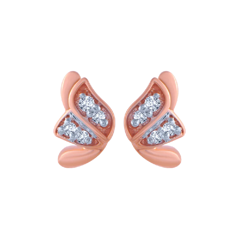 Women’s diamond earrings-14KT (585) Rose Gold And Diamond Stud Earrings For Women