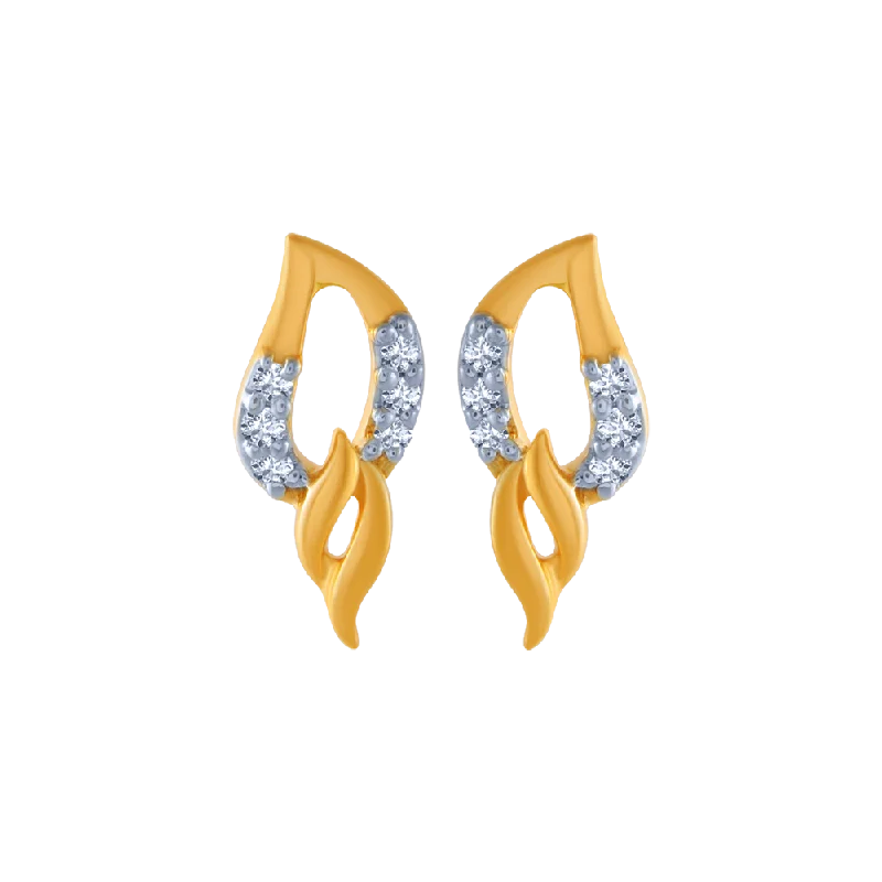 Women’s diamond earrings for wedding-14KT (585) Yellow Gold And Diamond Stud Earrings For Women